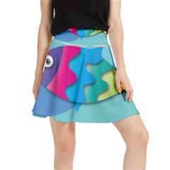 Illustrations Fish Sea Summer Colorful Rainbow Waistband Skirt by HermanTelo