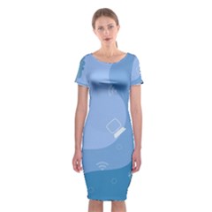 Online Woman Beauty Blue Classic Short Sleeve Midi Dress by Mariart