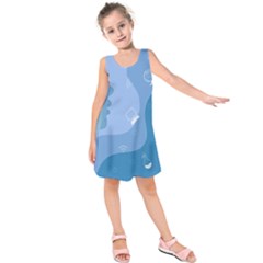 Online Woman Beauty Blue Kids  Sleeveless Dress by Mariart