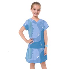 Online Woman Beauty Blue Kids  Drop Waist Dress by Mariart