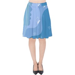 Online Woman Beauty Blue Velvet High Waist Skirt by Mariart