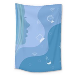 Online Woman Beauty Blue Large Tapestry by Mariart