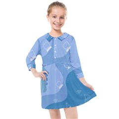 Online Woman Beauty Blue Kids  Quarter Sleeve Shirt Dress