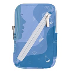 Online Woman Beauty Blue Belt Pouch Bag (large) by Mariart