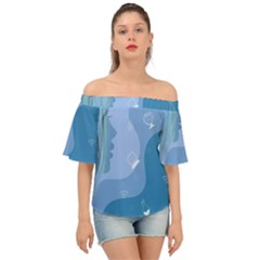 Online Woman Beauty Blue Off Shoulder Short Sleeve Top by Mariart