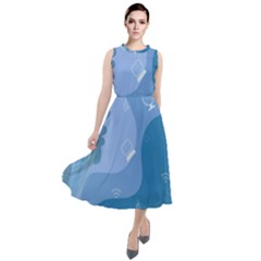 Online Woman Beauty Blue Round Neck Boho Dress by Mariart