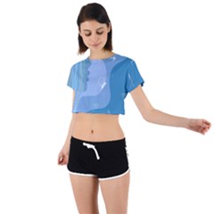 Online Woman Beauty Blue Tie Back Short Sleeve Crop Tee by Mariart