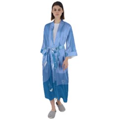 Online Woman Beauty Blue Maxi Satin Kimono by Mariart