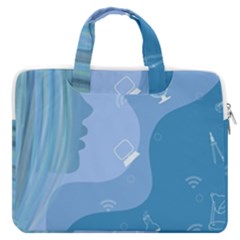 Online Woman Beauty Blue Double Pocket Laptop Bag