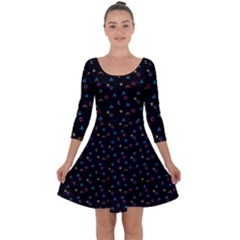 Abstract Texture Quarter Sleeve Skater Dress