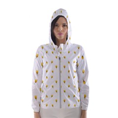 Bright Rose Motif Print Pattern Women s Hooded Windbreaker