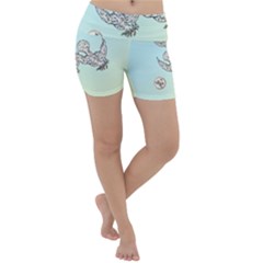 Peace Doves - By Larenard Lightweight Velour Yoga Shorts by LaRenard