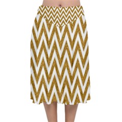 Chevron Gold Velvet Flared Midi Skirt by impacteesstreetweargold