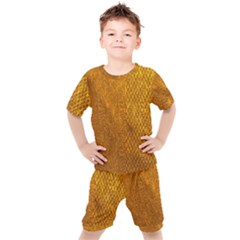 Golden 3 Kids  Tee And Shorts Set by impacteesstreetweargold