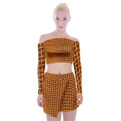 Golden 6 Off Shoulder Top With Mini Skirt Set by impacteesstreetweargold