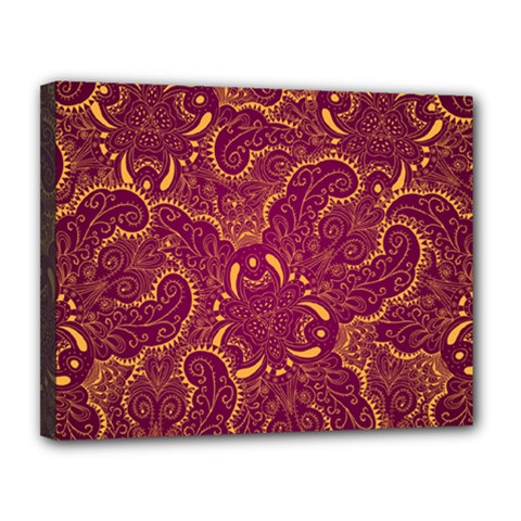 Golden Red Pattern Canvas 14  X 11  (stretched) by designsbymallika