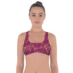 Golden Red Pattern Got No Strings Sports Bra by designsbymallika