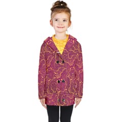 Golden Red Pattern Kids  Double Breasted Button Coat by designsbymallika