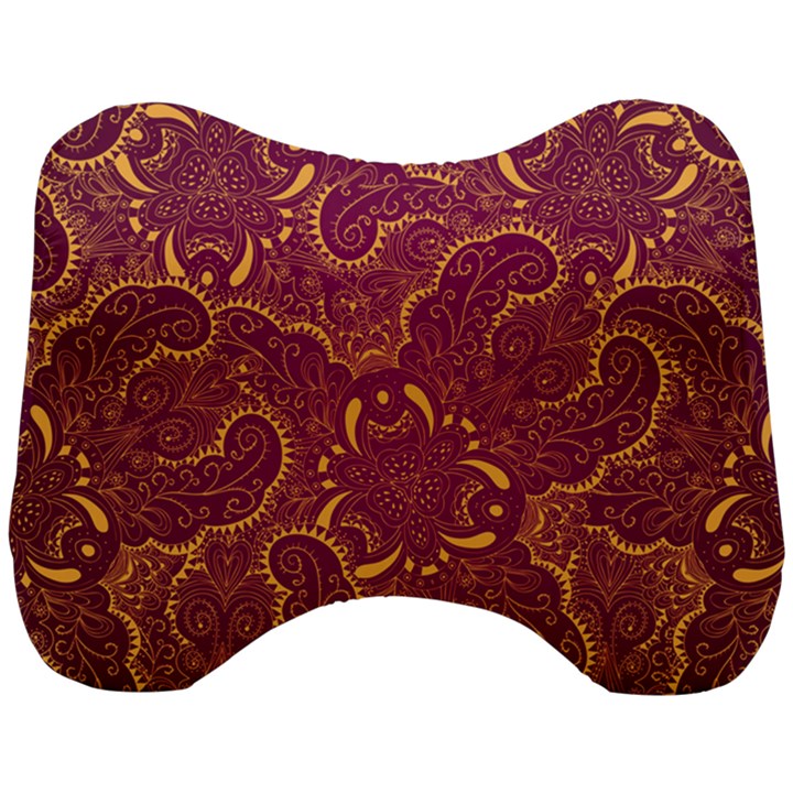 Golden Red Pattern Head Support Cushion