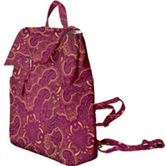 Golden Red Pattern Buckle Everyday Backpack by designsbymallika