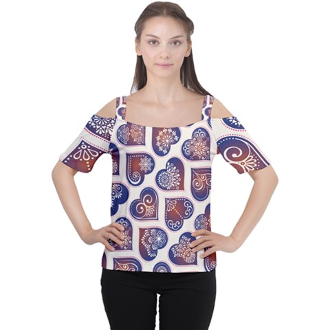 Heart Mandala Cutout Shoulder Tee by designsbymallika