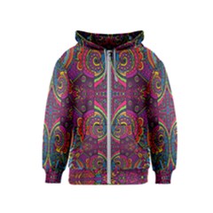 Colorful Boho Pattern Kids  Zipper Hoodie by designsbymallika