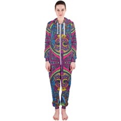 Colorful Boho Pattern Hooded Jumpsuit (ladies)  by designsbymallika