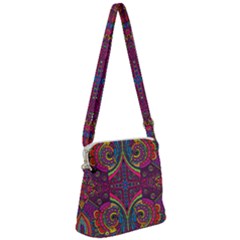 Colorful Boho Pattern Zipper Messenger Bag by designsbymallika