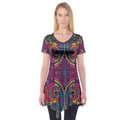 Colorful Boho Pattern Short Sleeve Tunic  by designsbymallika