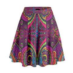 Colorful Boho Pattern High Waist Skirt by designsbymallika