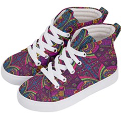 Colorful Boho Pattern Kids  Hi-top Skate Sneakers by designsbymallika