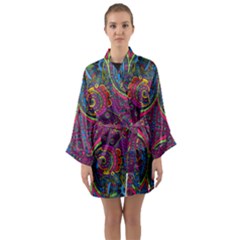 Colorful Boho Pattern Long Sleeve Satin Kimono by designsbymallika