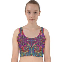 Colorful Boho Pattern Velvet Racer Back Crop Top by designsbymallika