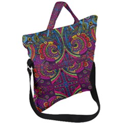 Colorful Boho Pattern Fold Over Handle Tote Bag by designsbymallika