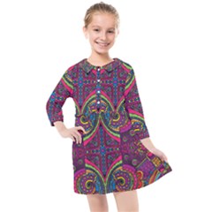 Colorful Boho Pattern Kids  Quarter Sleeve Shirt Dress by designsbymallika