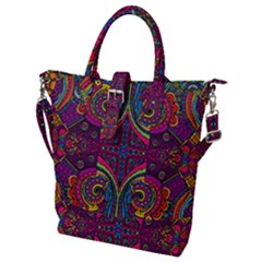 Colorful Boho Pattern Buckle Top Tote Bag by designsbymallika