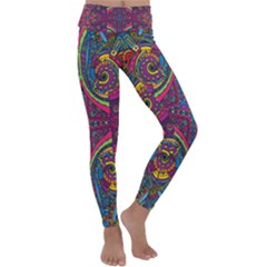 Colorful Boho Pattern Kids  Lightweight Velour Classic Yoga Leggings by designsbymallika