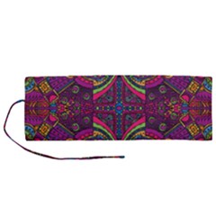 Colorful Boho Pattern Roll Up Canvas Pencil Holder (m) by designsbymallika