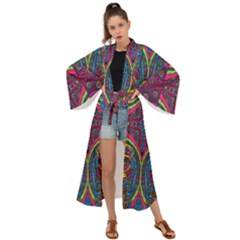 Colorful Boho Pattern Maxi Kimono by designsbymallika