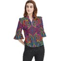 Colorful Boho Pattern Loose Horn Sleeve Chiffon Blouse View1