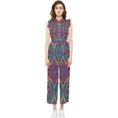 Colorful Boho Pattern Women s Frill Top Jumpsuit by designsbymallika