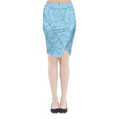 Blue Lines Pattern Midi Wrap Pencil Skirt by designsbymallika