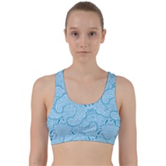 Blue Lines Pattern Back Weave Sports Bra by designsbymallika