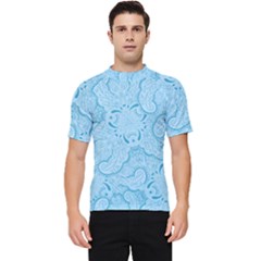 Blue Lines Pattern Men s Short Sleeve Rash Guard by designsbymallika