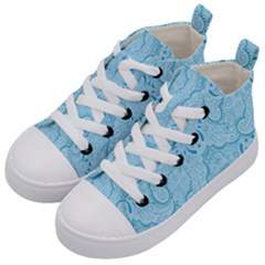 Blue Lines Pattern Kids  Mid-top Canvas Sneakers by designsbymallika