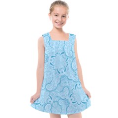 Blue Lines Pattern Kids  Cross Back Dress by designsbymallika