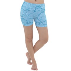 Blue Lines Pattern Lightweight Velour Yoga Shorts by designsbymallika