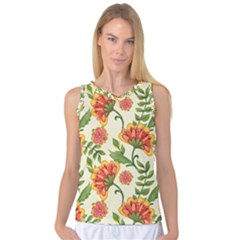 Orange Flowers Women s Basketball Tank Top by designsbymallika