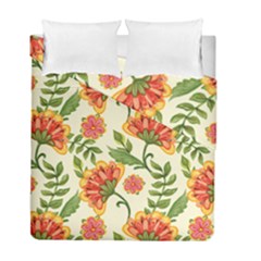 Orange Flowers Duvet Cover Double Side (full/ Double Size) by designsbymallika