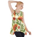 Orange Flowers Side Drop Tank Tunic View1